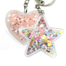 Personalized letters custom acrylic key chain heart shaped glitter acrylic keychain